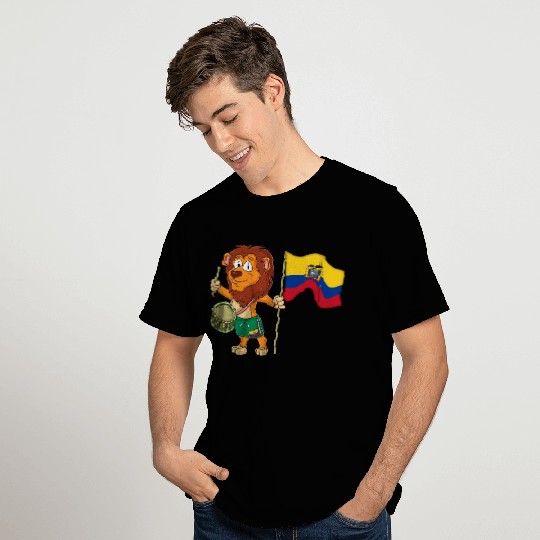 Lion with the Ecuador flag T Shirts
