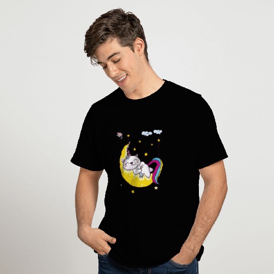 Unicorn pony cat on the moon, magic sleeping time T Shirts