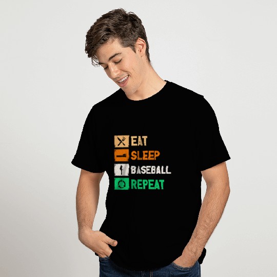 Eat Sleep Baseball Repeat Funny Gaming T Shirts