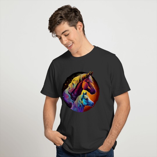 Colorful Horses Head Psychedelic For Horse Lovers T Shirts