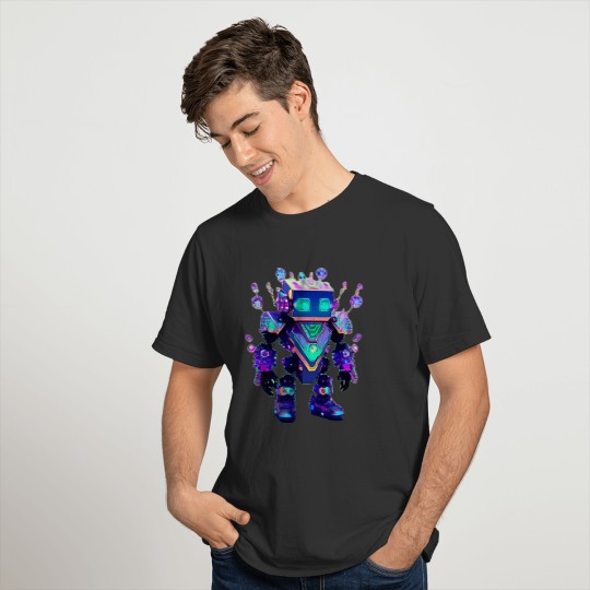 Gemstone Guardian Robot Made of Sparkling Crystals T Shirts
