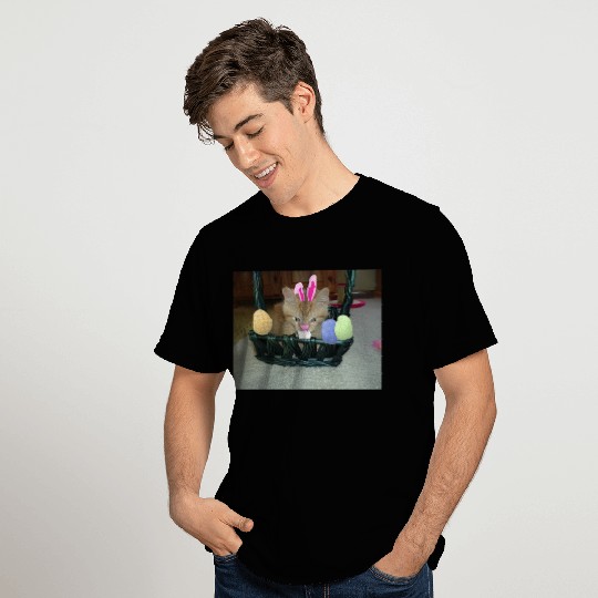 Festive Bunny Easter Cat Design T Shirts