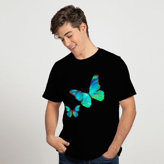 Blue Green Butterflies T Shirts
