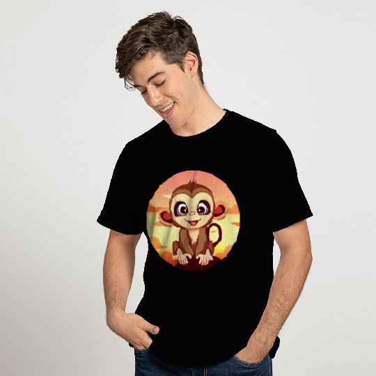 monkey chimpanzee round sunset T Shirts