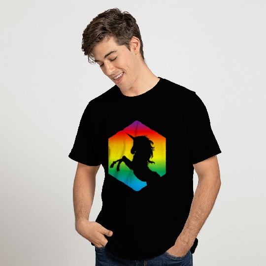 Rainbow Unicorn d20 Silhouette | TTRPG Pride T Shirts