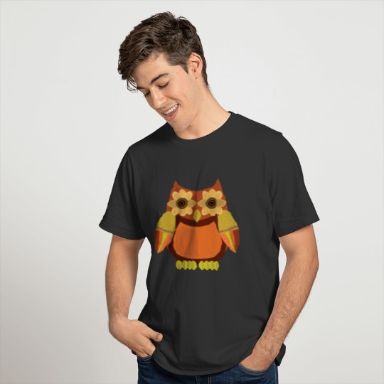 Harvest Owl Red Orange T Shirts