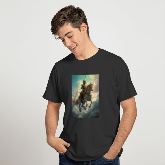 Blue Sky Horse Ride Fantasy Painting T Shirts