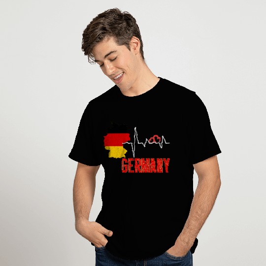 Germany Flag Map Heartbeat For German Pride T Shirts