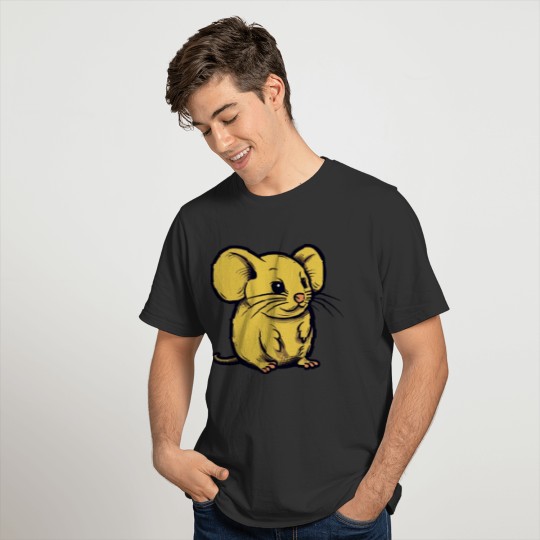 Adorable Yellow Mouse Character Vector Art T Shirts