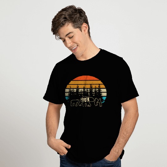 Papa Bear With Three Bear Cubs T Shirts