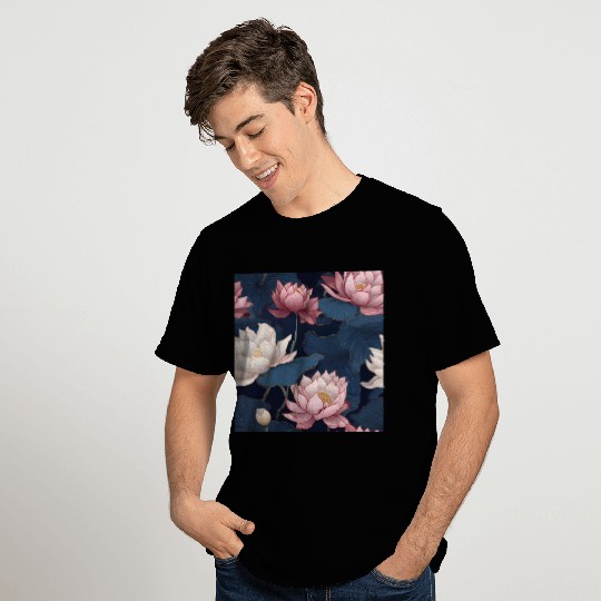 Serenity Blooms: Timeless Lotus Pattern T Shirts