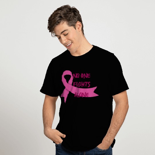 No One Fights Alone Breast Cancer Support T Shirts