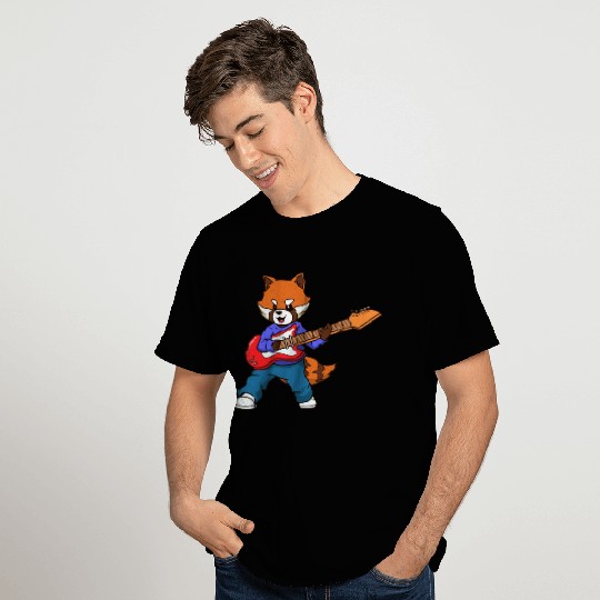 Comic Red Panda Playing Electric Guitar T Shirts