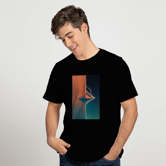 Teal and Apricot Orange Geometry Poster T Shirts