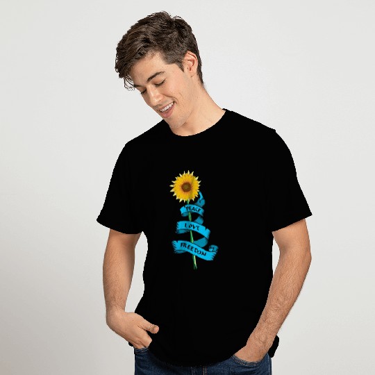Sunflower Peace love freedom T Shirts