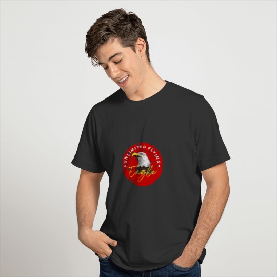 Black Red Illustrated Eagle T Shirts