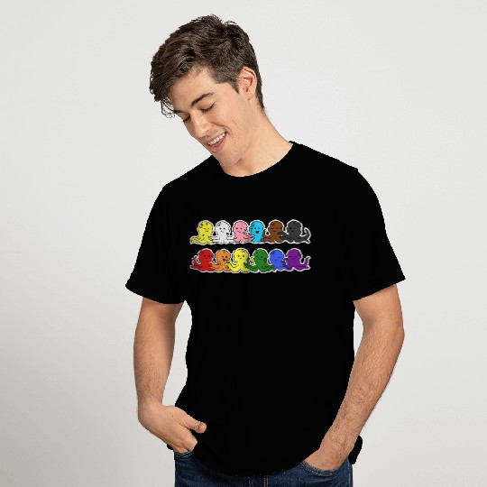 Pride Progress Flag Octopus Design for Equality T Shirts