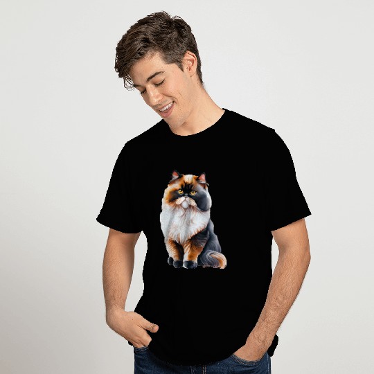 Persian Cat - Black, White, and Orange T Shirts