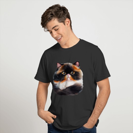 Persian Cat - Black, White, and Orange T Shirts