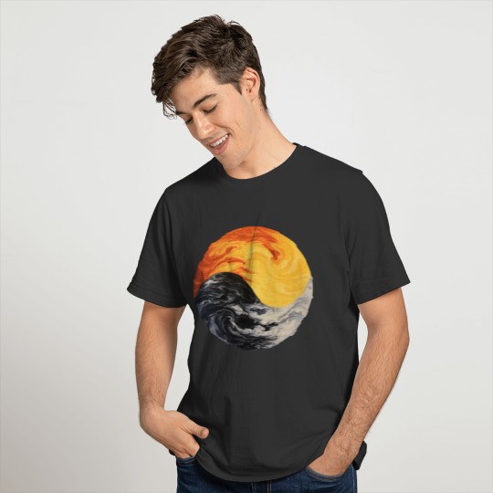 Yin Yang Sun and Moon Abstract Fire and Ice T Shirts