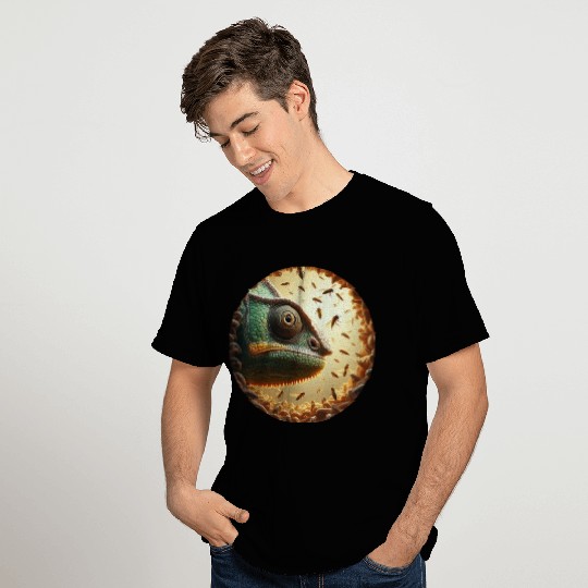 Chameleon head surrounded by bees T Shirts
