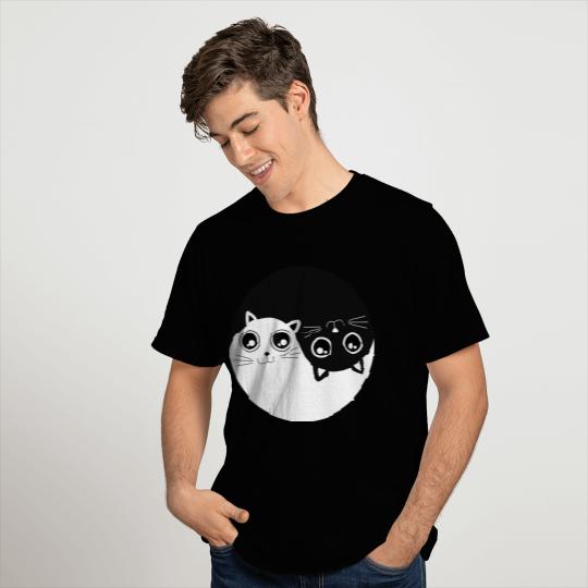 Black and white Cat ying yang T Shirts