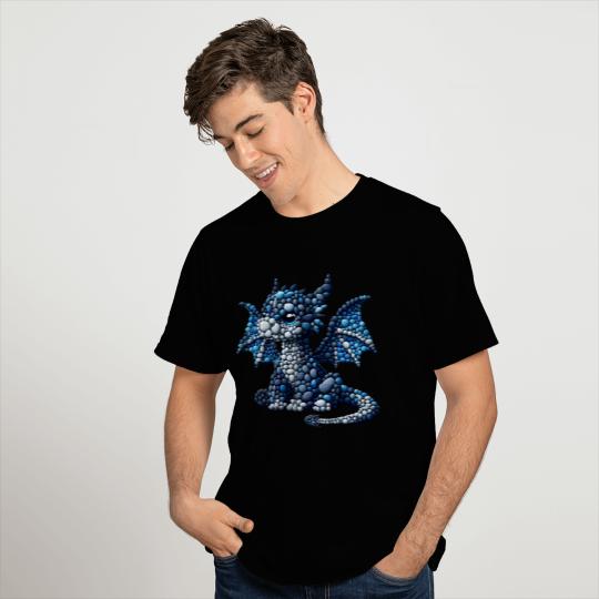 Blue Sapphire Dragon Hatchling Pebble Art T Shirts