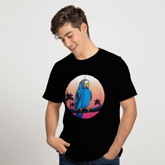 Synthwave Blue Budgie 2 T Shirts