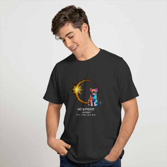 Newport Vermont 2024 Eclipse Souvenir Funny Cat T Shirts