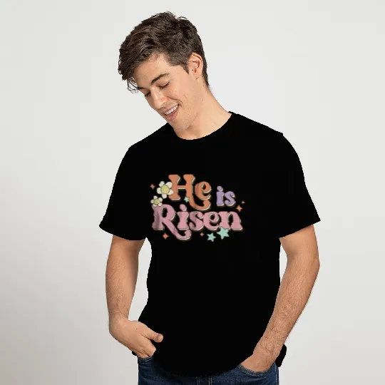 Retro Easter He is risen T Shirts