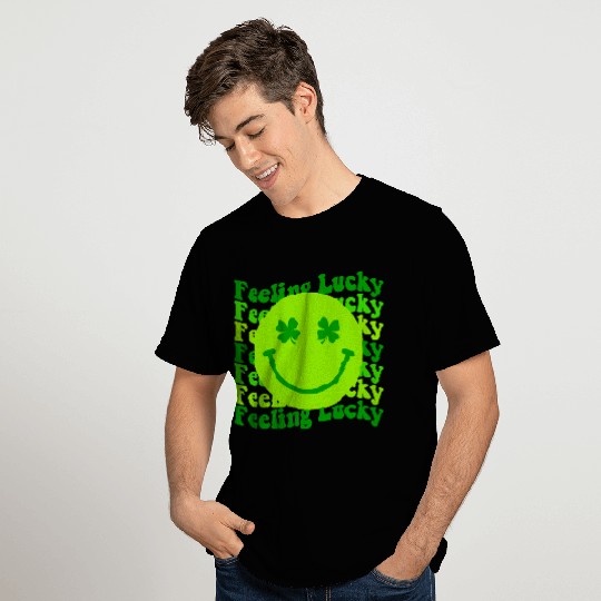 Irish Clover Feeling Lucky Smiling Face T Shirts