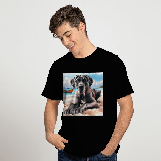 Great Dane On The Beach T Shirts
