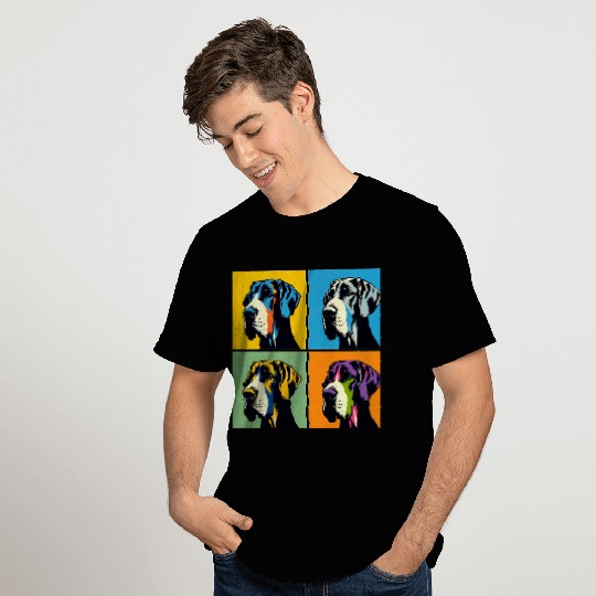 Pop Great Dane Dog Portrait - Pet Portrait T Shirts