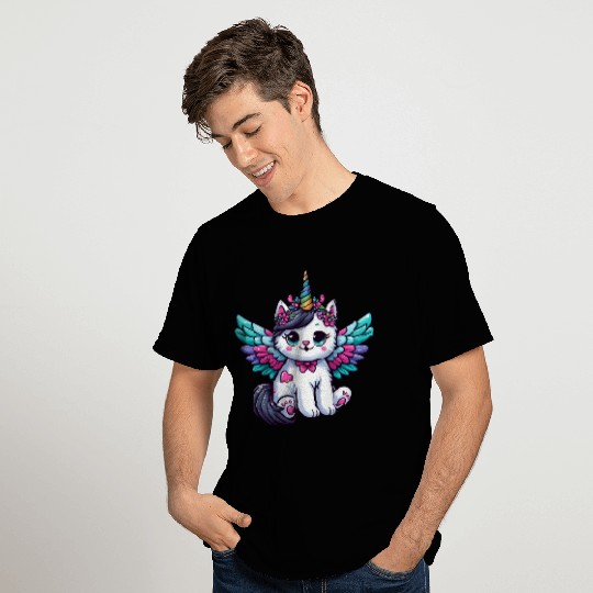 Lavender Unicorn Cat with Sparkles T Shirts