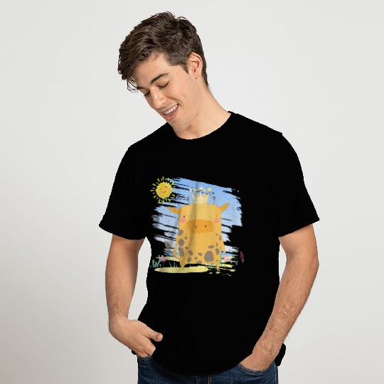 Kawaii King Giraffe Using Crown Adorable Cartoon T Shirts