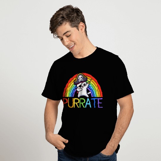 pirate cat dabing purrate cool eye hook patch cat T Shirts