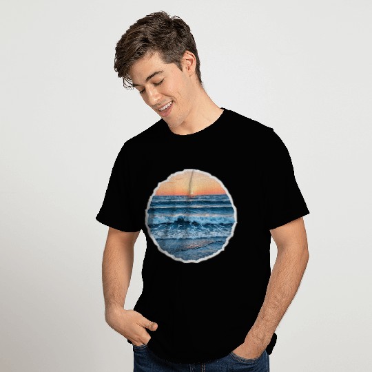 Serene Blue Ocean Waves Scenic T Shirts