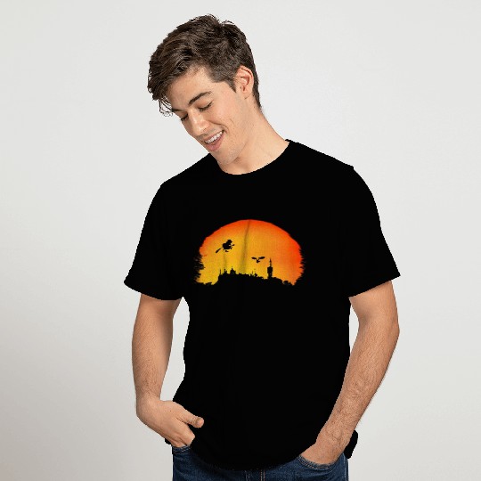 Halloween Creepy Orange Moon T Shirts