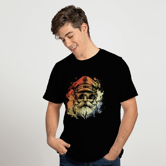 Retro Sailing Captain Drawing T Shirts