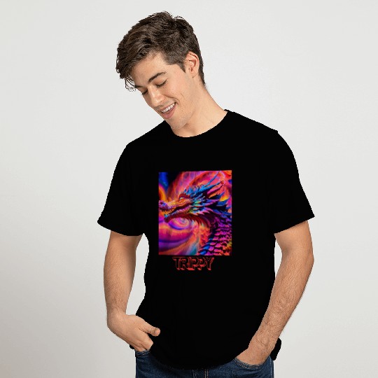 Trippy psychedelic fractal dragon T Shirts