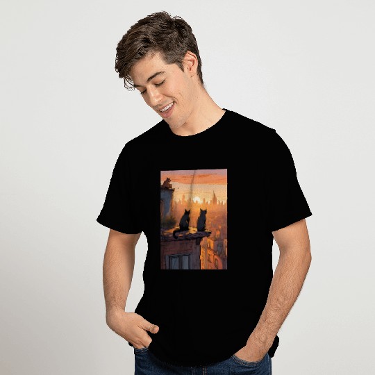 Cat painting red black cat T Shirts