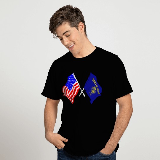 Flag USA and Oregon State Crossed T Shirts