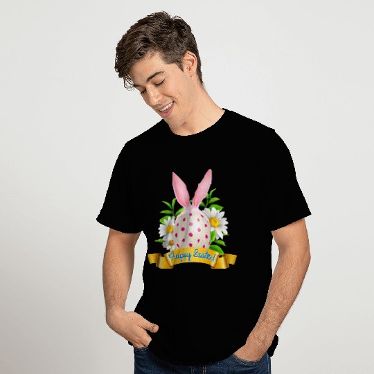 Happy Easter T Shirts with Bunny Ears and Egg