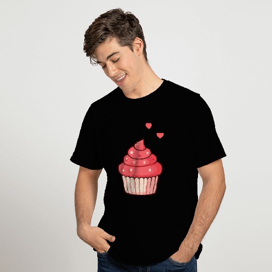 Charming Pink Swirl Cupcake Design T Shirts