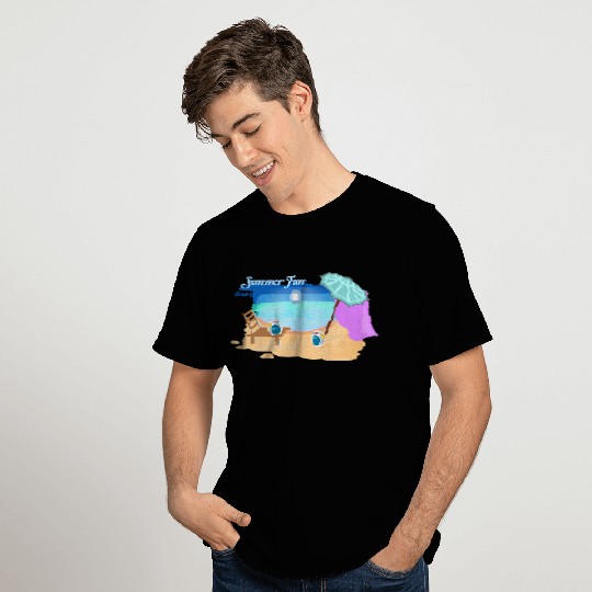 Summer Beach Scene Illustration T Shirts