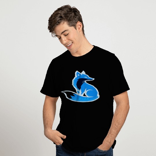 Dynamic Blue Fox Emblem Design T Shirts