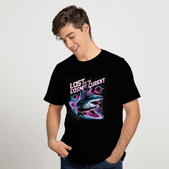 Lost in Cosmic Adventure Shark T Shirts