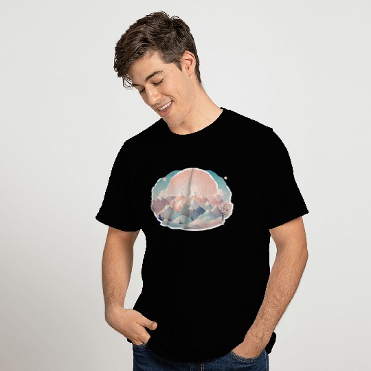 Serene Mountain Range with Sunrise T Shirts