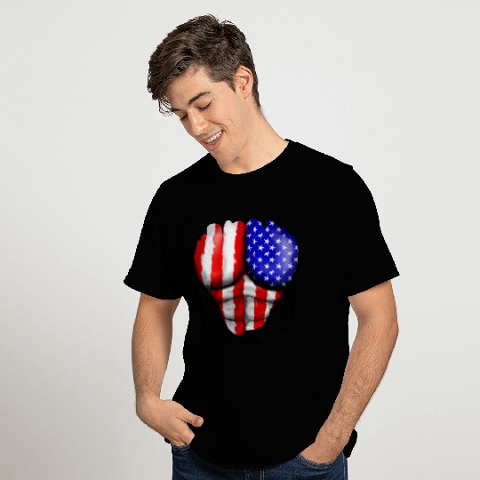 America Flag Ripped Muscles, six pack, chest T Shirts
