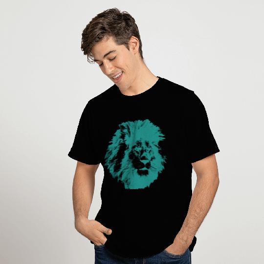 Strong Lion Illustration Wild Freedom Mint Green T Shirts